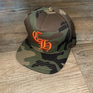 CAMO CHROME HEARTS HAT ORANGE LOGO